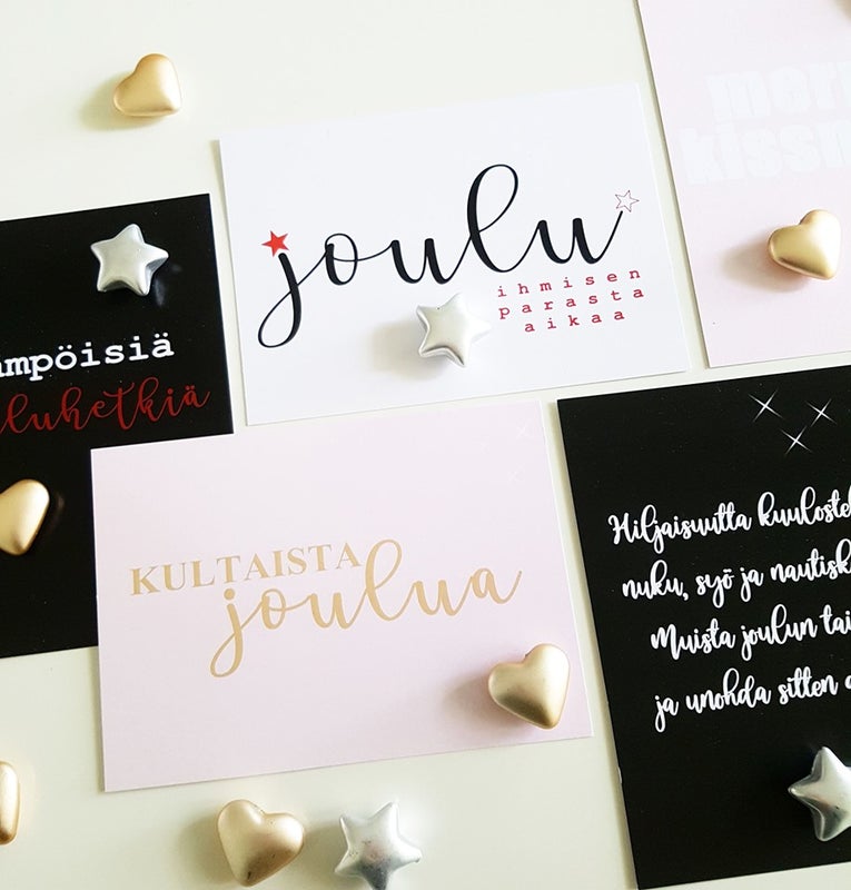 Tunnelmallisia kortteja jouluun.