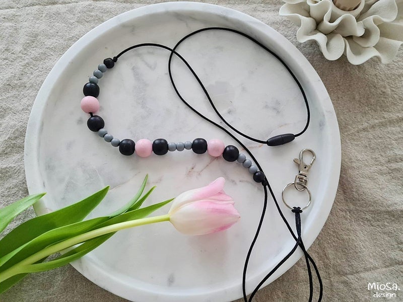 Musta-harmaa-vaaleanpunainen 130 cm